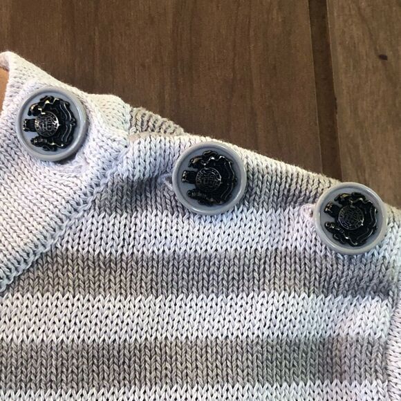 Per se Women’s Taupe Cream Sweater Size Large Long Striped Sleeves Size Large - Picture 5 of 8